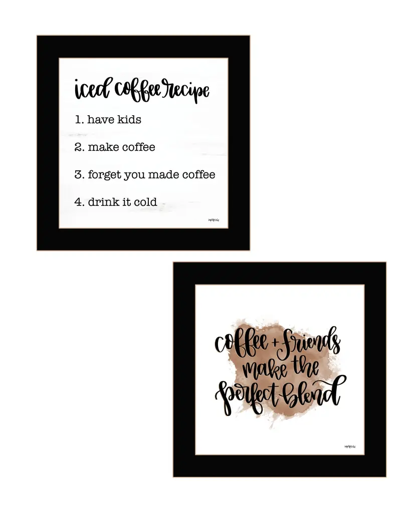 Coffee & Friends Recipe 2 Piece Vignette Imperfect Dust, Ready to Hang trendy decor 4u