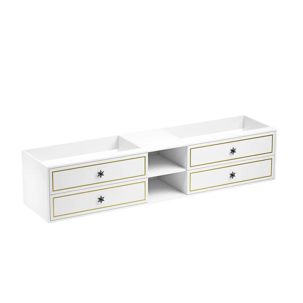 96x23x21 Inch Wall-Hung Double Sink Bath Vanity Cabinet Bathroom rnb
