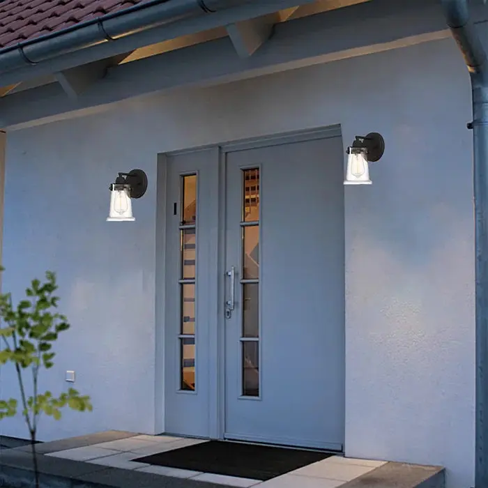 1 Light Outdoor Steel Dimmable Wall Light Black acroma