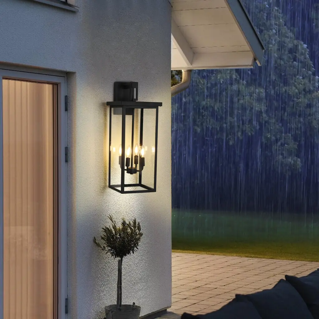 4 Light Black Outdoor Wall Light No Bulbs Modern Exterior Lighting Fixture House lighting commune