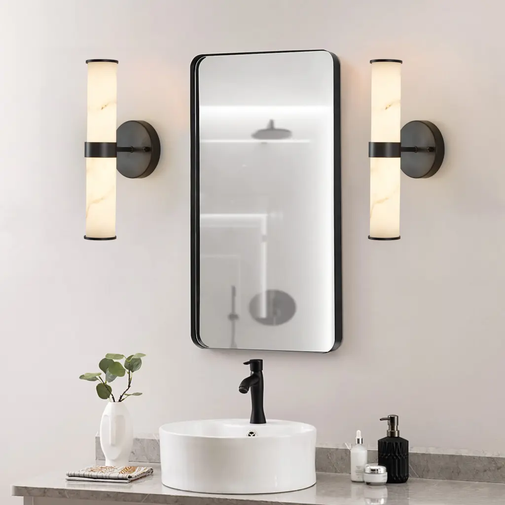 Resin Imitation Marble Texture Wall Light Black Iron Metal Frame Decorative Lighting lighting commune