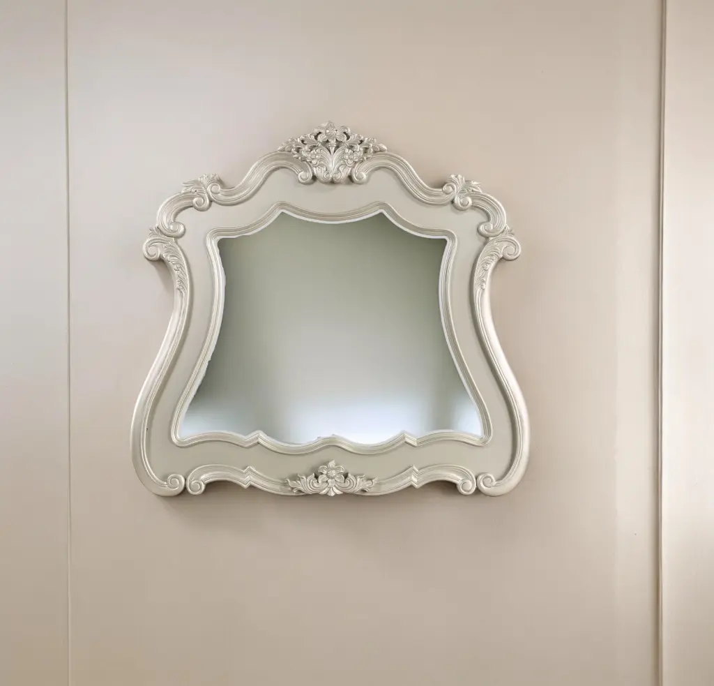 Bently Mirror Champagne Finish BD02291 Fabric Framed Wall Mirror acme onsite store