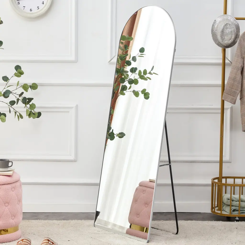 4Rd Generation Silver Aluminum Alloy Metal Frame Arched Wall Mirror Bathroom Decor droom w-1151