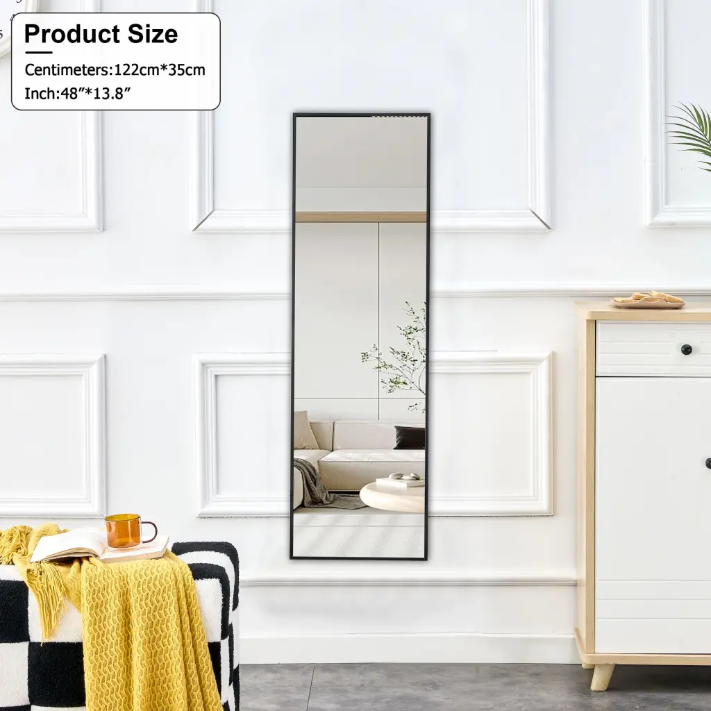 Full Length Mirror Aluminium Alloy Metal Frame Wall Mounted Full Body droom w-1151