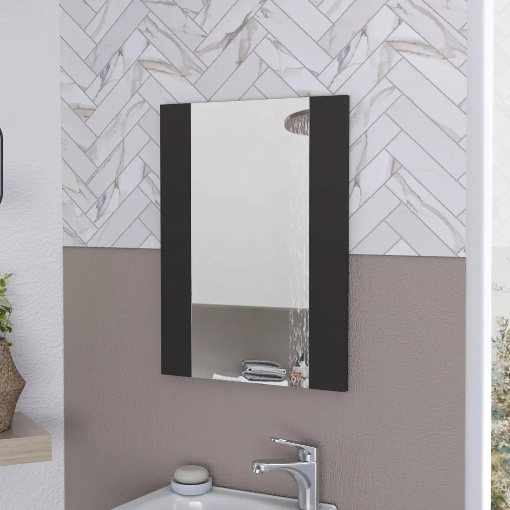 Barrington Rectangle Mirror - Black Wengue Black Particle Board furniture max
