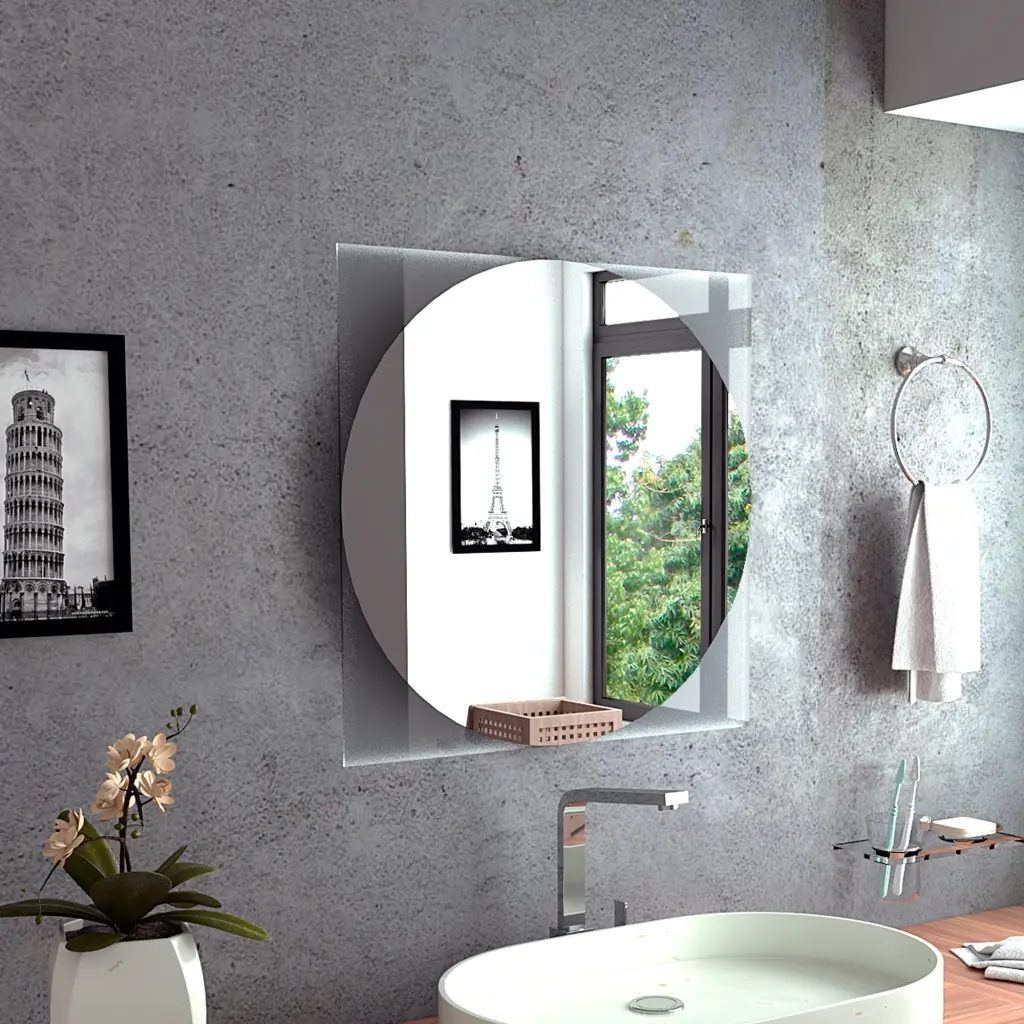 Mundip Mirror Sandblasting Borders Square Clear Particle Design treevol furniture