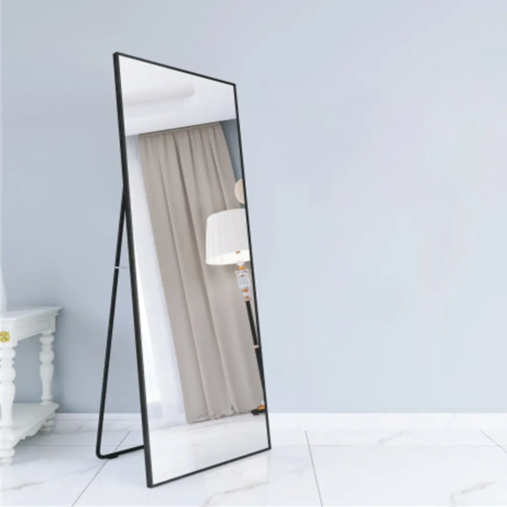 Black Wall Mounted Alloy Frame Full Length Mirror Modern Home Decor uni-home