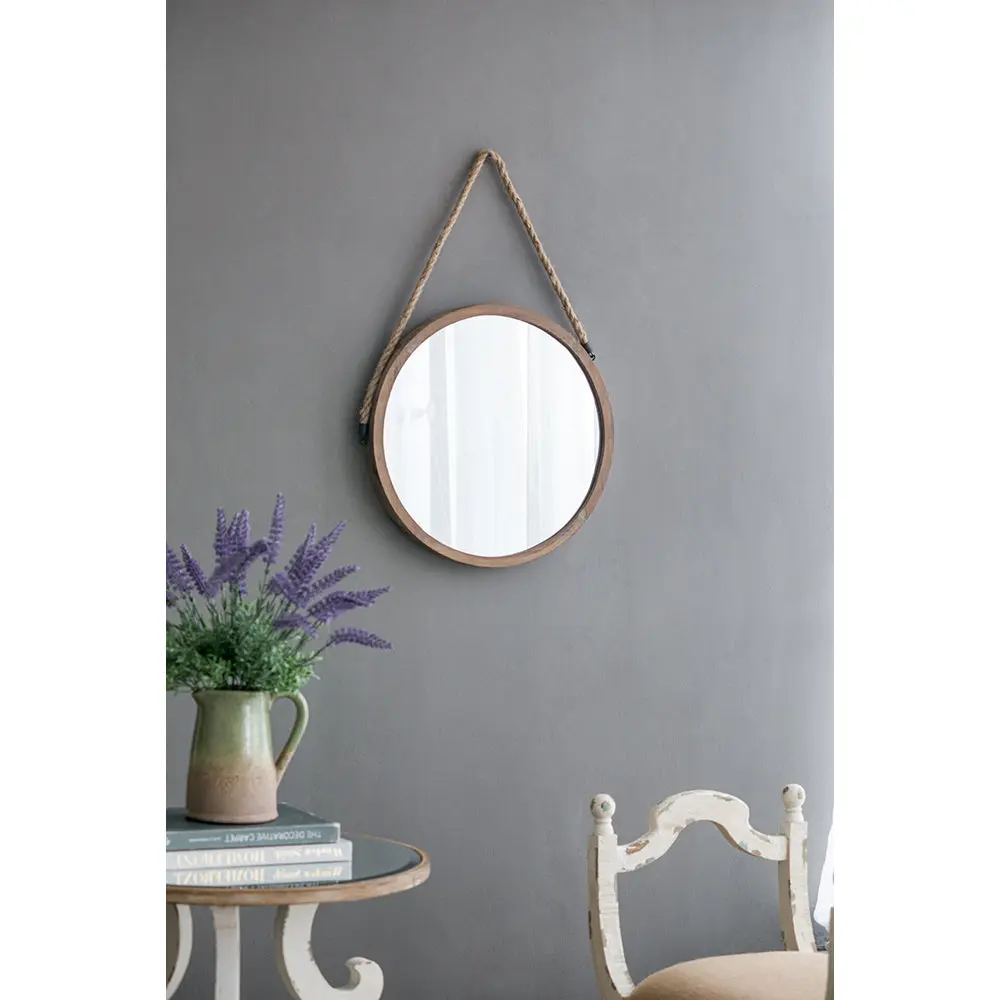 19X19X29.5 Rally Wood Mirror Brown Iron Wall Mirror w2078