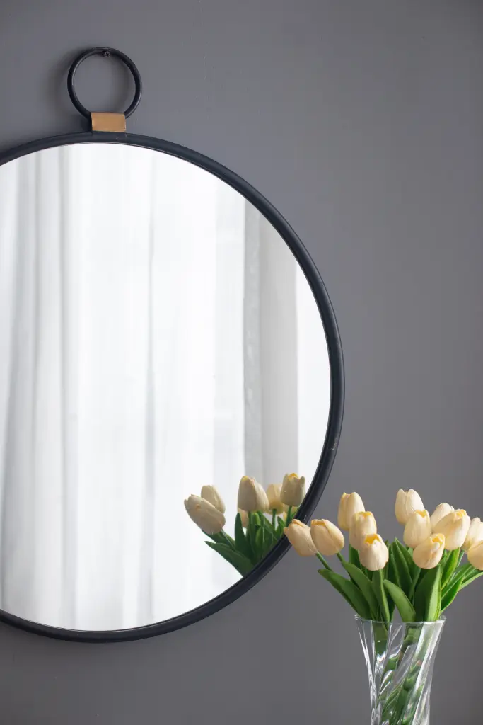 24x27 Inch Wall Mirror Black Frame Contemporary Minimalist Accent w2078