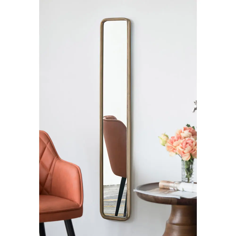 47 Inch Full Length Mirror Antique Gold Metal Frame w2078