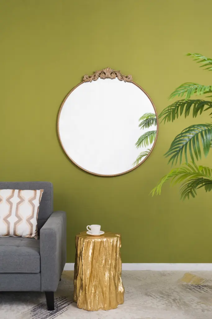 36 X 39 Inch Round Gold Mirror Wall Mounted Mirror Metal Frame w2078