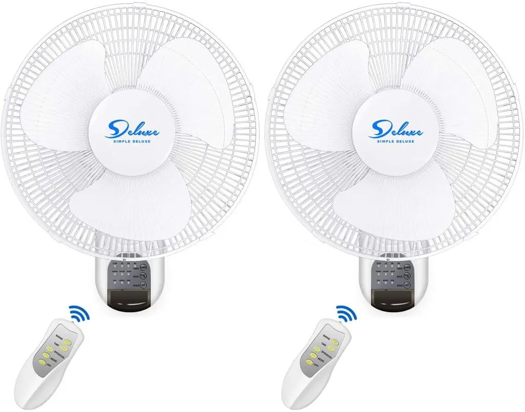 Effortless Deluxe 2 Pack 16 Inch Digital Wall Mount Fan Remote Control w1134dhs