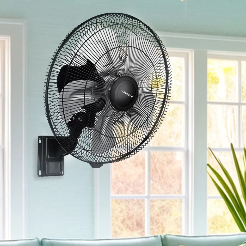 18 90 Degree 5 Speed Settings Black Wall Mount Fan Horizontal Oscillating Fan w2815-aoi