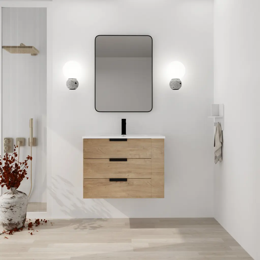 30 Inch Wall Mount Bathroom Vanity Sink Soft Close Drawer g-lemon