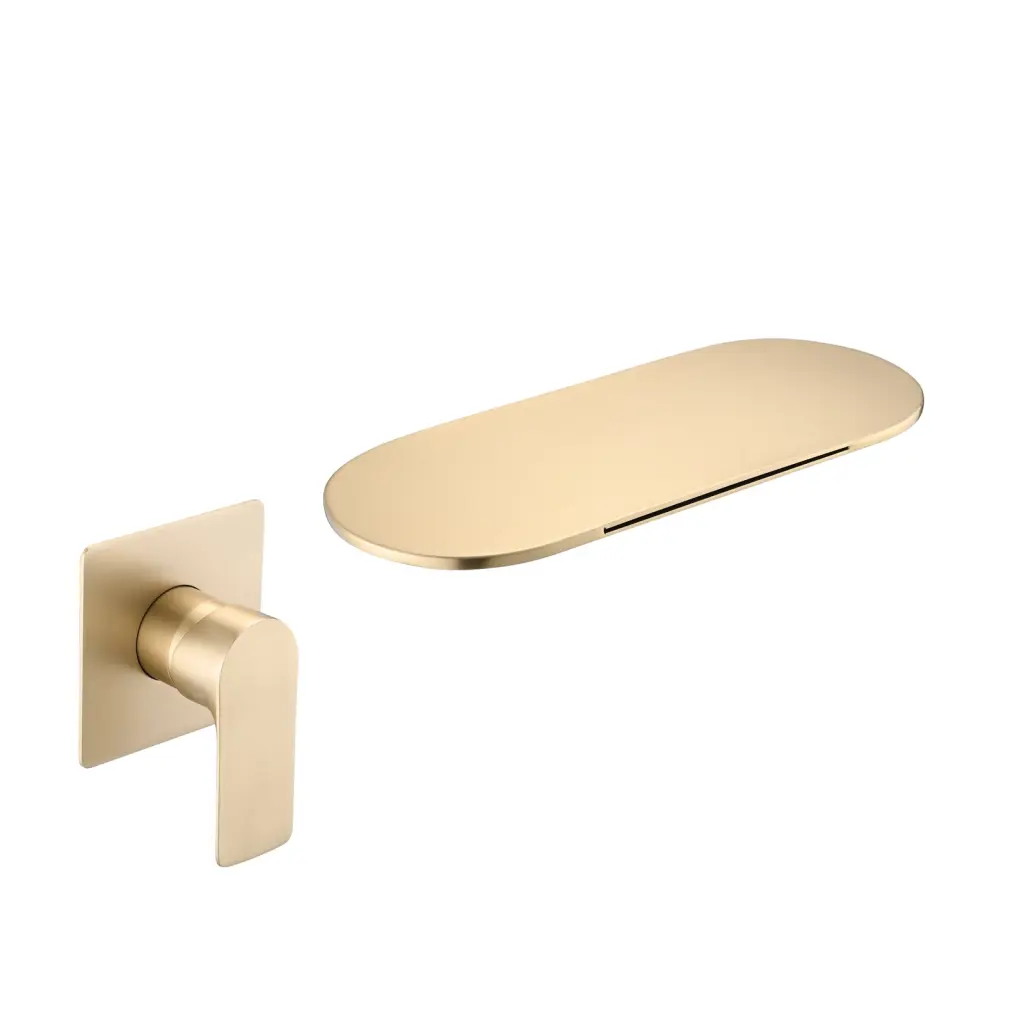 Single Handle Wall Mounted Bathroom Waterfall Sink Faucet Brushed Gold sihua sanitary ware