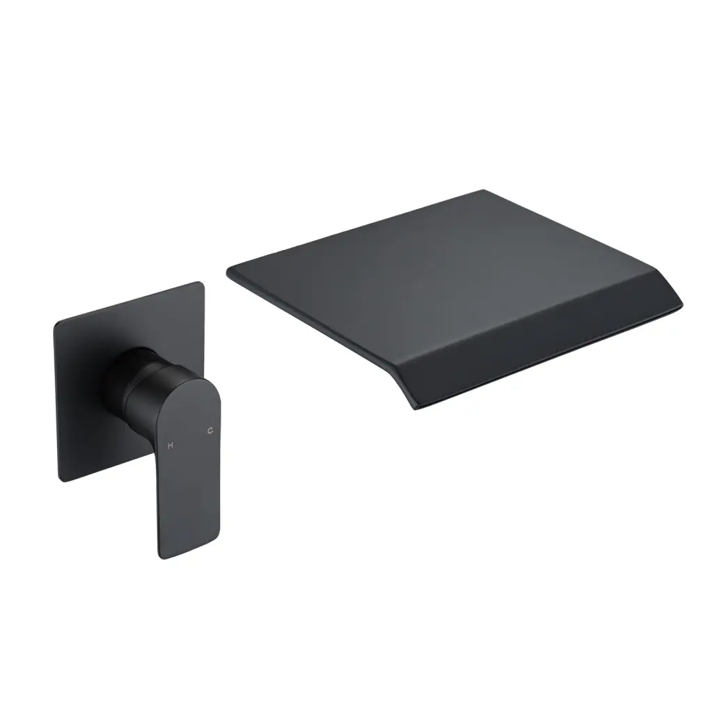 Waterfall Wall Mounted Tub Faucet Matte Black Stainless Steel Bathroom Fixture sihua sanitary ware