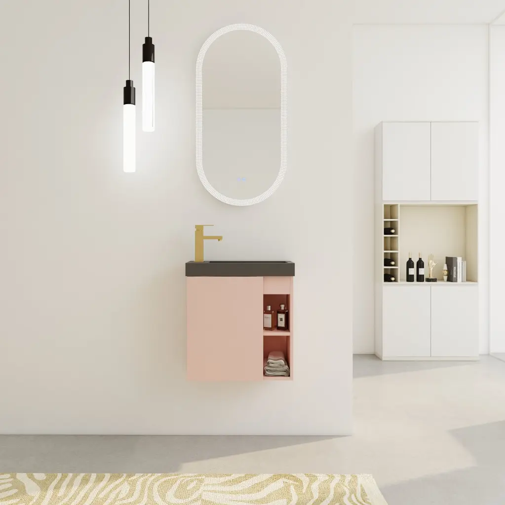 20 Inch Floating Wall Mounted Bathroom Vanity Resin Sink and Soft Close Doors g-lemon