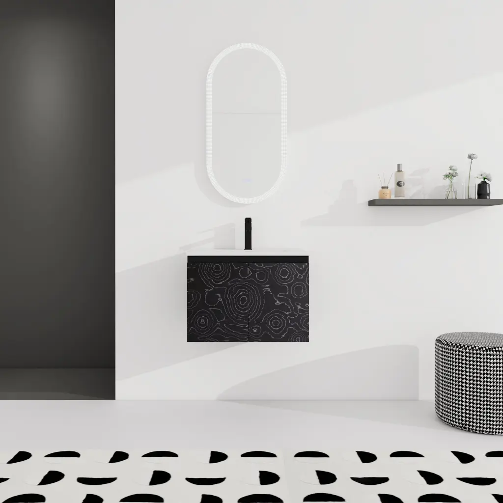 24 Inch Floating Wall Mounted Bathroom Vanity Ceramic Sink Soft Close Doors g-lemon