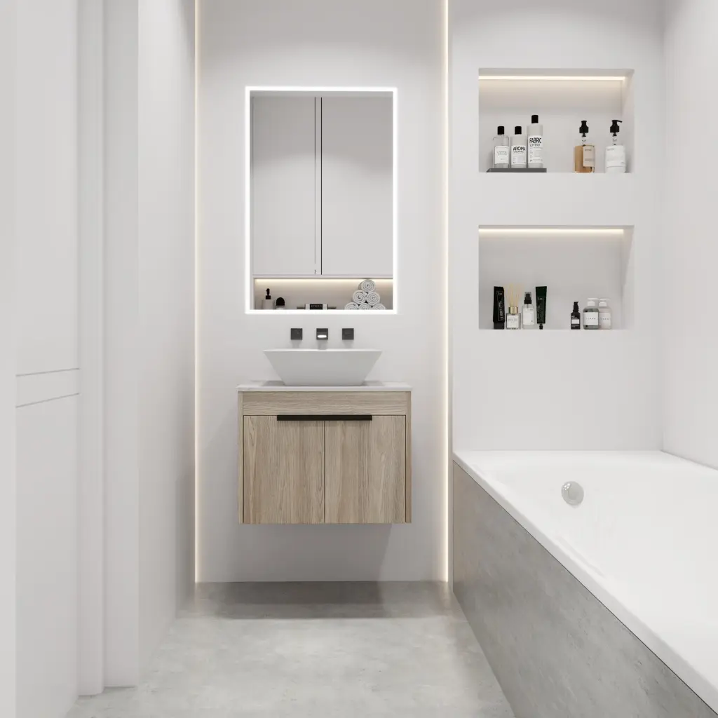 24 Inch Modern Design Float Bathroom Vanity Ceramic Basin Set g-lemon