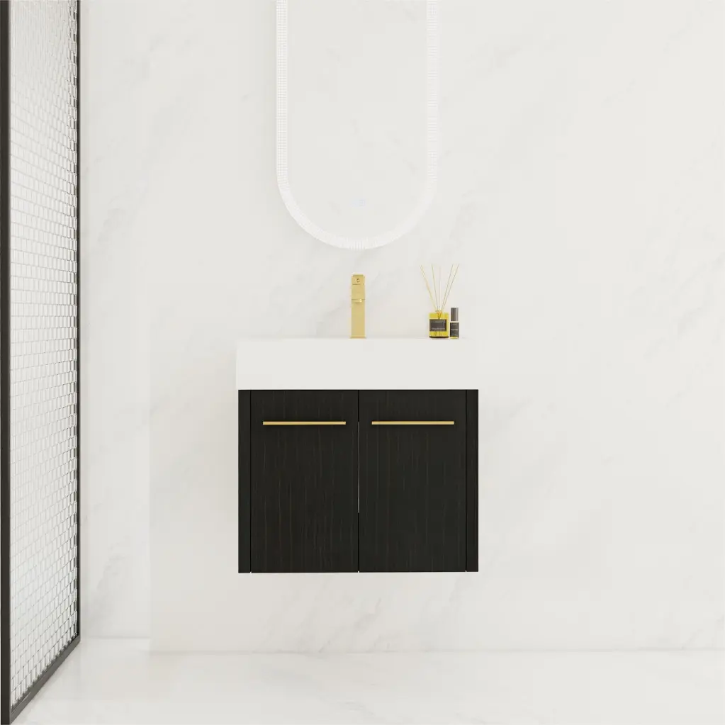 24 Inch Wall Mounted Bathroom Vanity Thick Edged Resin Basin g-lemon