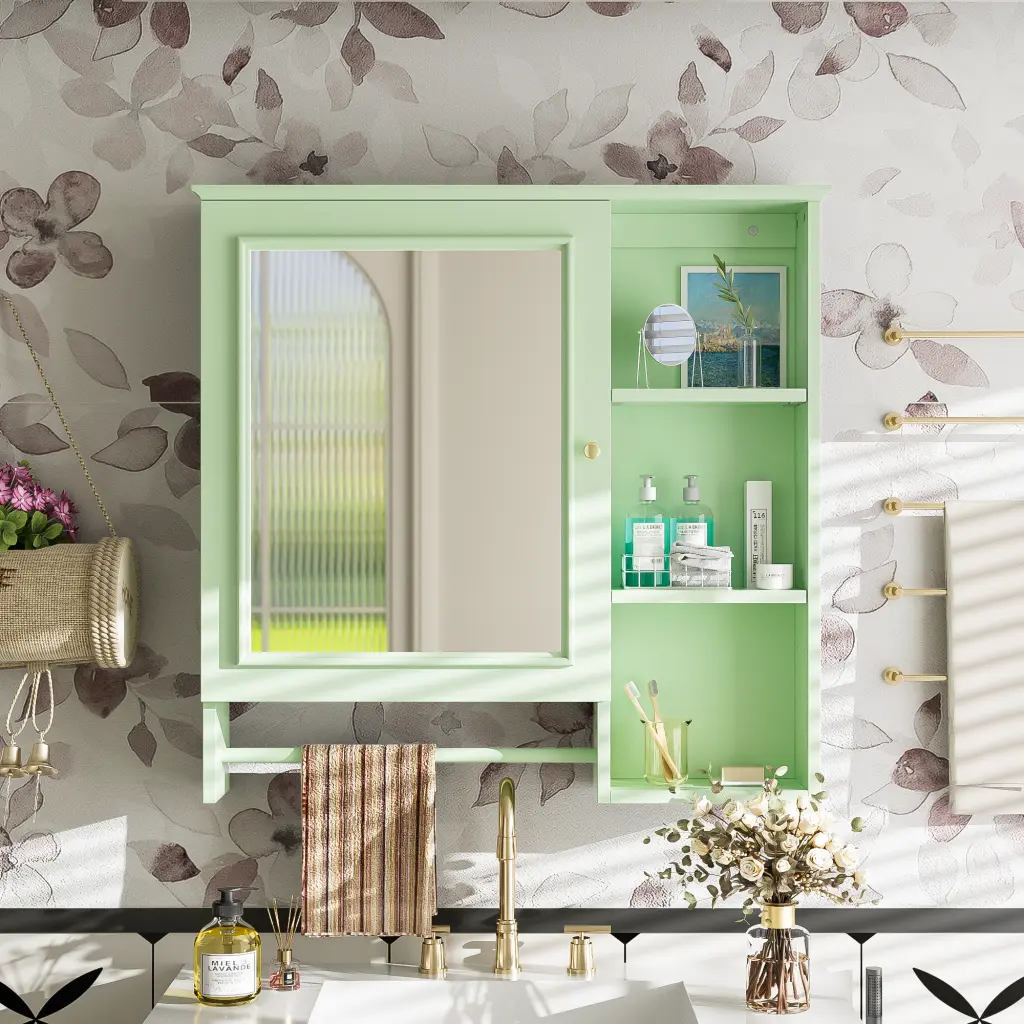 Wall Mounted Bathroom Storage Cabinet Medicine Cabinet Large Mirror rnb