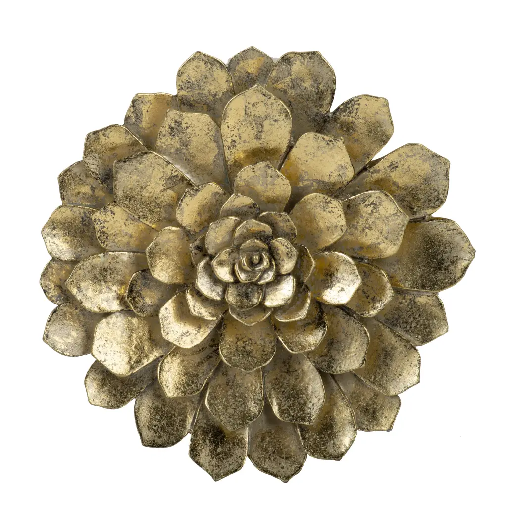 10.2x2.4 Inch Gold Resin Succulent Wall Plaque w2078