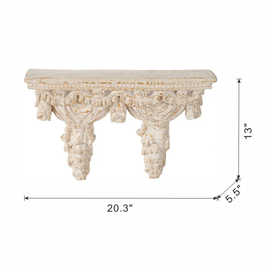 20.3X5.9X13 Antique White Wall Shelf White Magnesium Oxide w2078