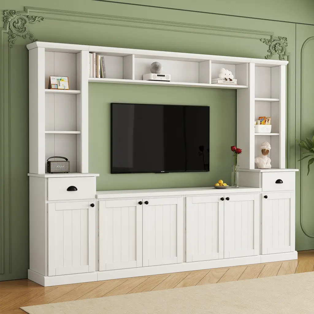 Minimalist Entertainment Wall Unit Set Bridge TVs Up To 75 Inch rnb