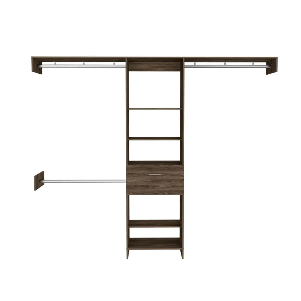 250 Closet System British Bedroom Organizer Dark Walnut Particle Board Wardrobe Storage treevol furniture