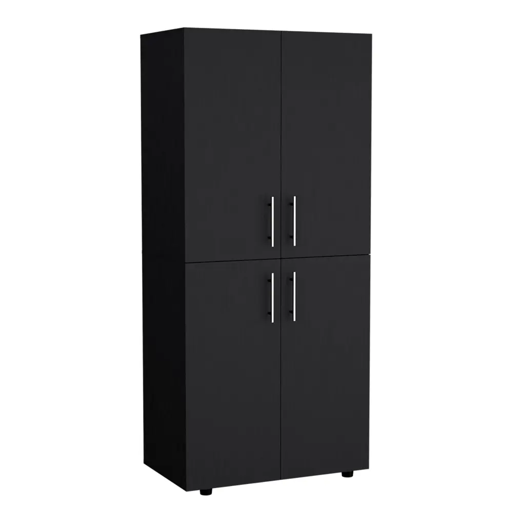Black Armoire Wardrobe 70 Inch Double Doors 6 Shelves 2 Hanging Rods depot e-shop