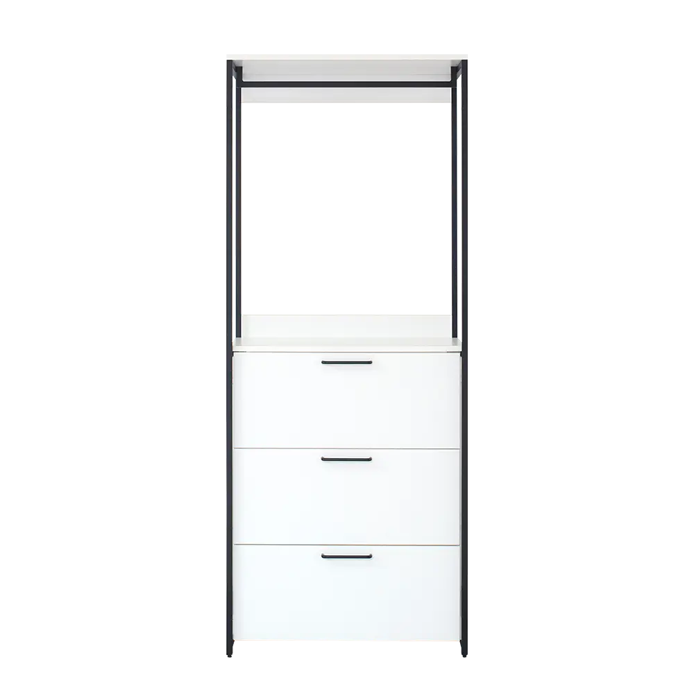 Fiona Wood And Metal Walk Closet Three Drawers White Mdf Melamine klair living