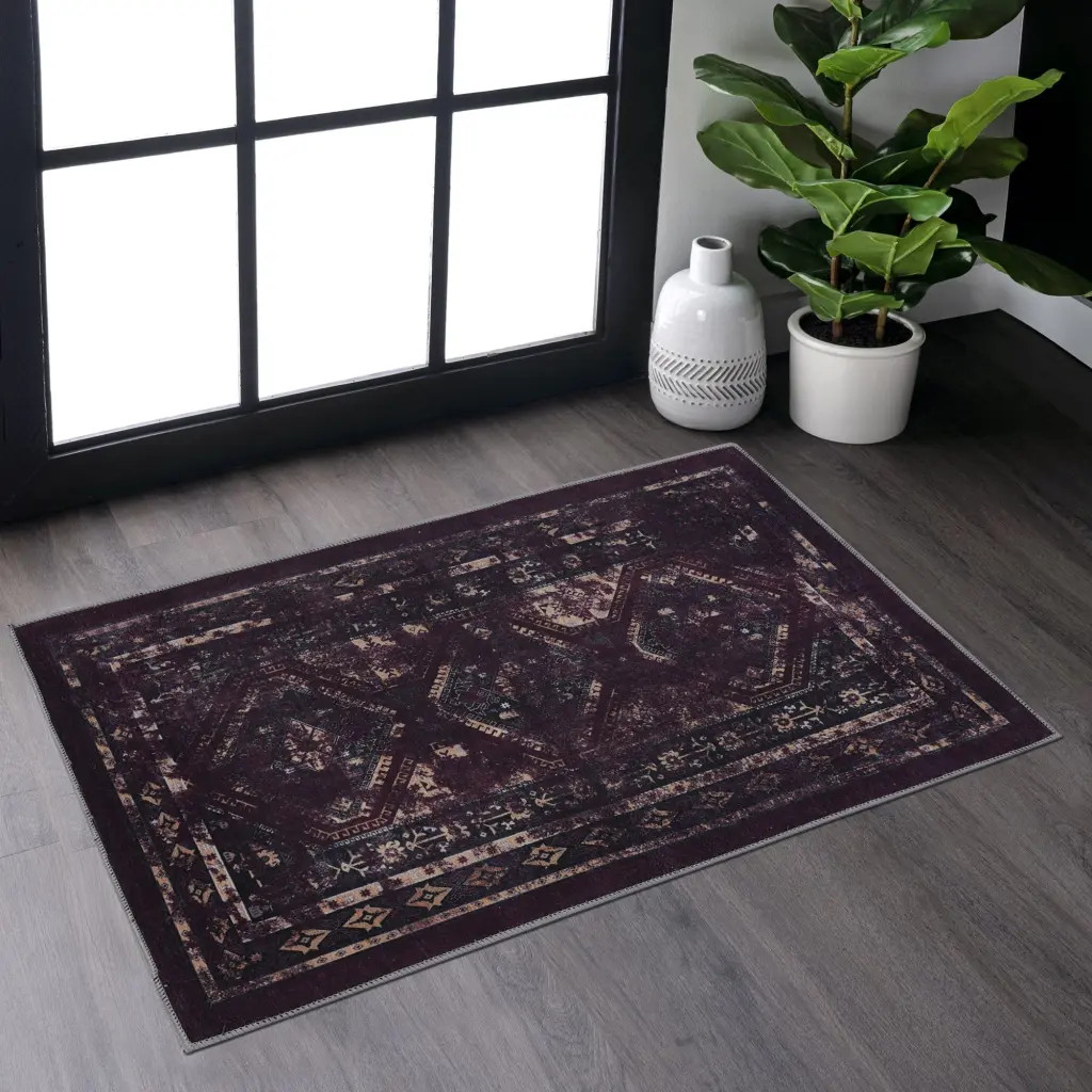 Naar 2X3 Machine Washable Area Rugs Low Pile Non Slip Non Shedding naar rug