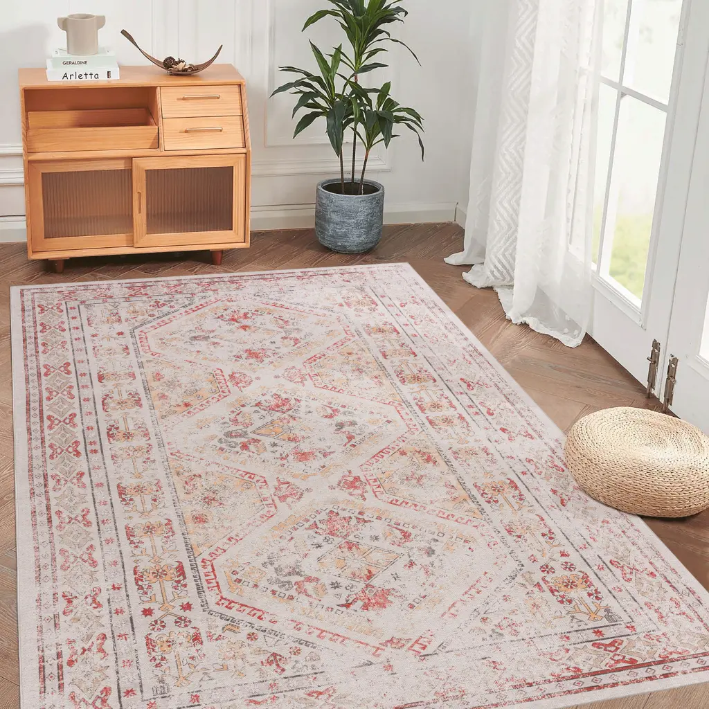 Naar 9x12 Washable Large Area Rug Low Pile Non Slip Non Shedding Living Room Rug naar rug