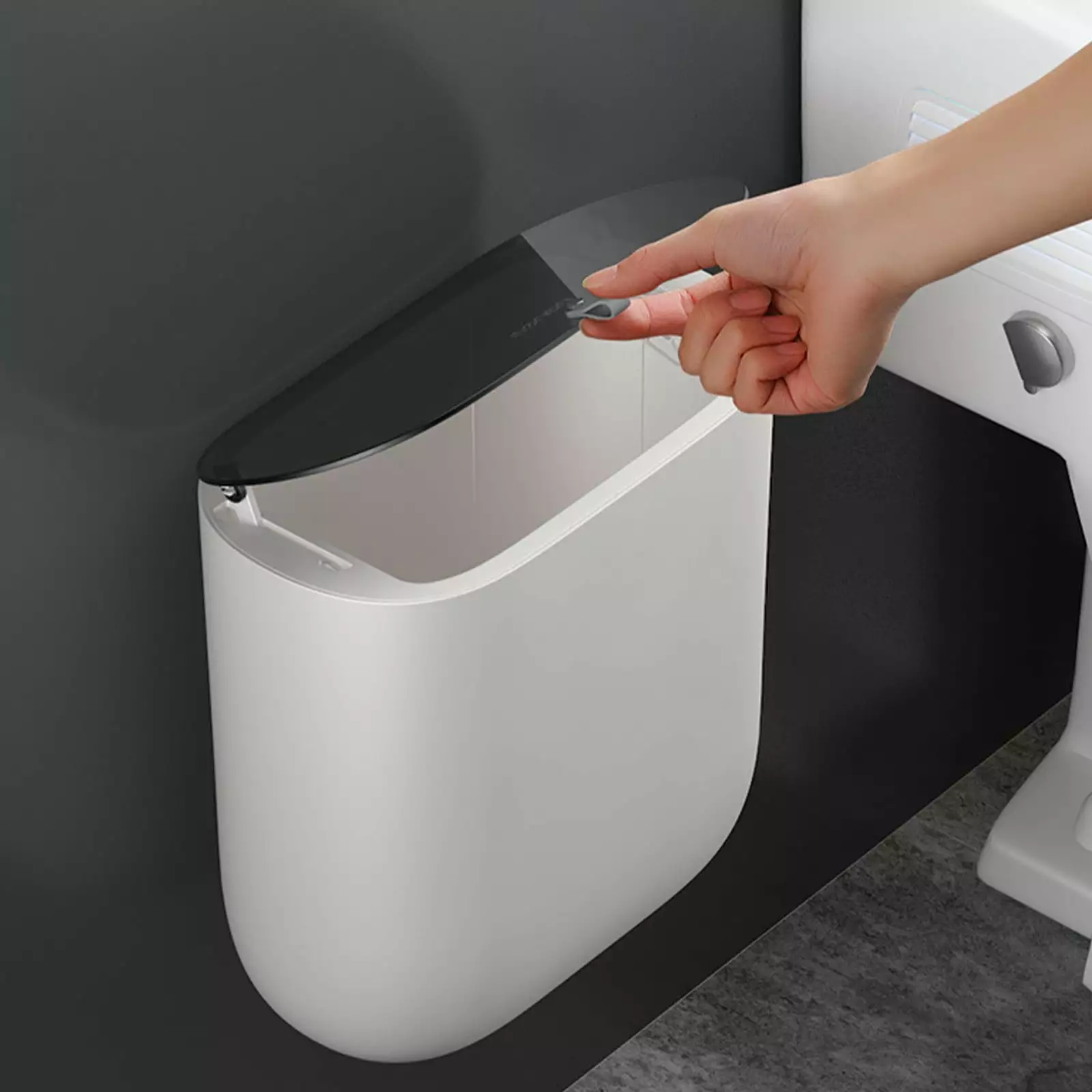 JOGZMZ Bathroom Trash Can Lid- Small Garbage Can Press Lid- Plastic Wastebinquireet Popup Lid Toilet-Office- Bedroom- Livi...