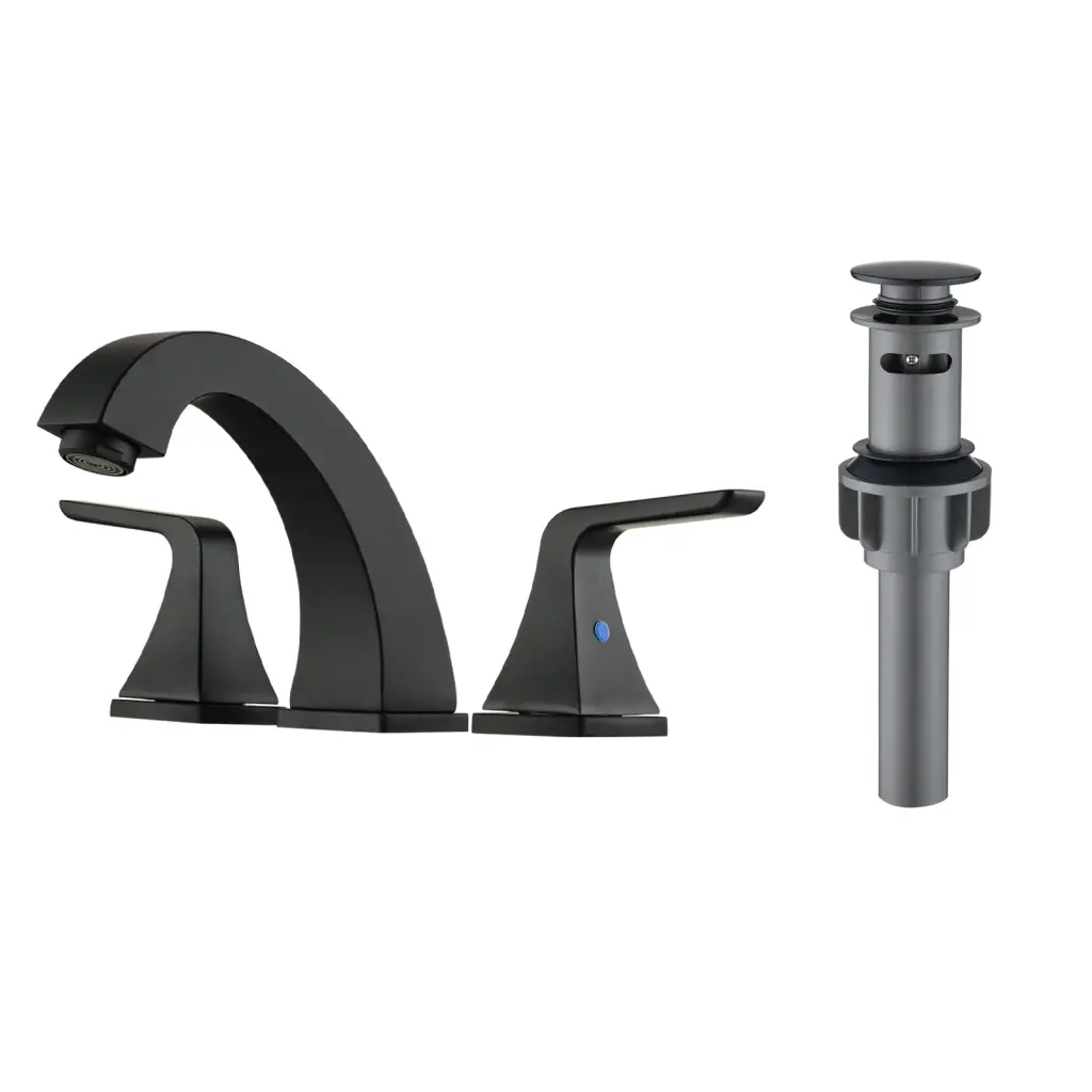 Matte Black Widespread 2 Handle Bathroom Faucet Pop Up Drain mexile