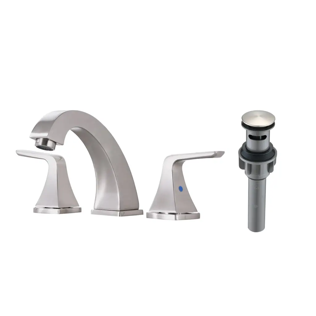 Widespread 2 Handles Bathroom Faucet Pop Up Sink Drain Brushed Nickel mexile