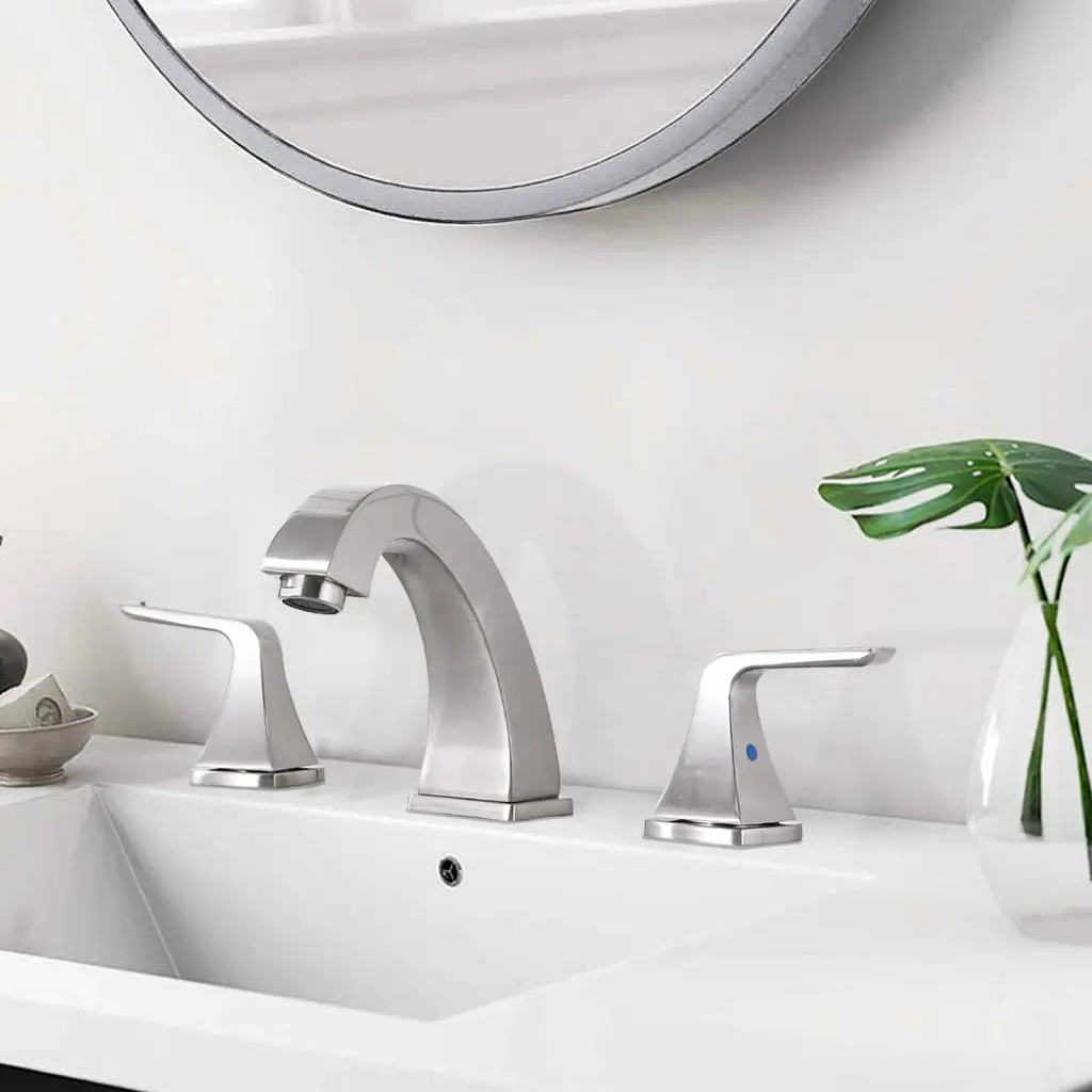 Brushed Nickel Widespread 2 Handle Bathroom Faucet Pop Up Sink Drain rnb