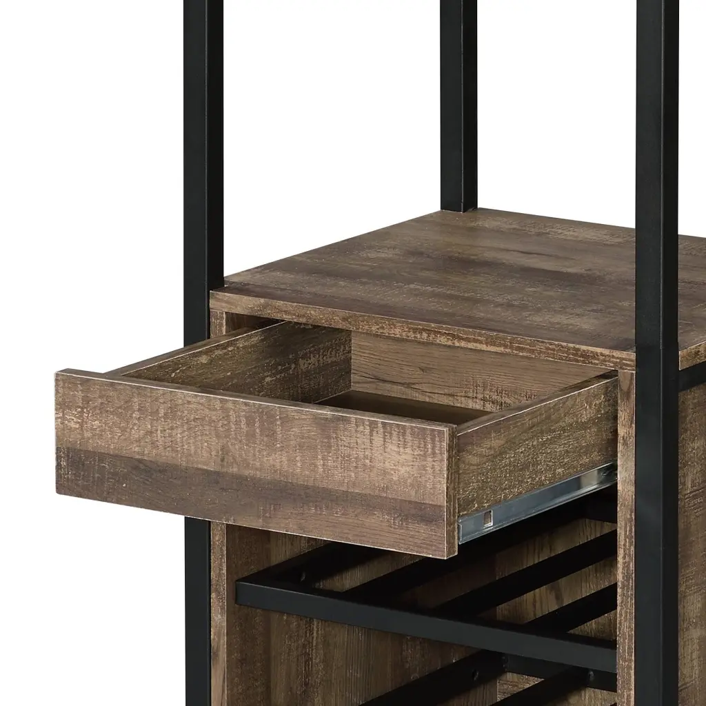 Weathered Oak and Black Wine Rack 1 Drawer Kitchen Storage furniture max