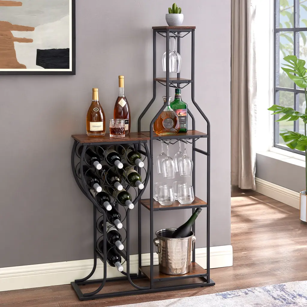 11 Bottle Wine Bakers Rack 5 Tier Freestanding Wine Storage rnb