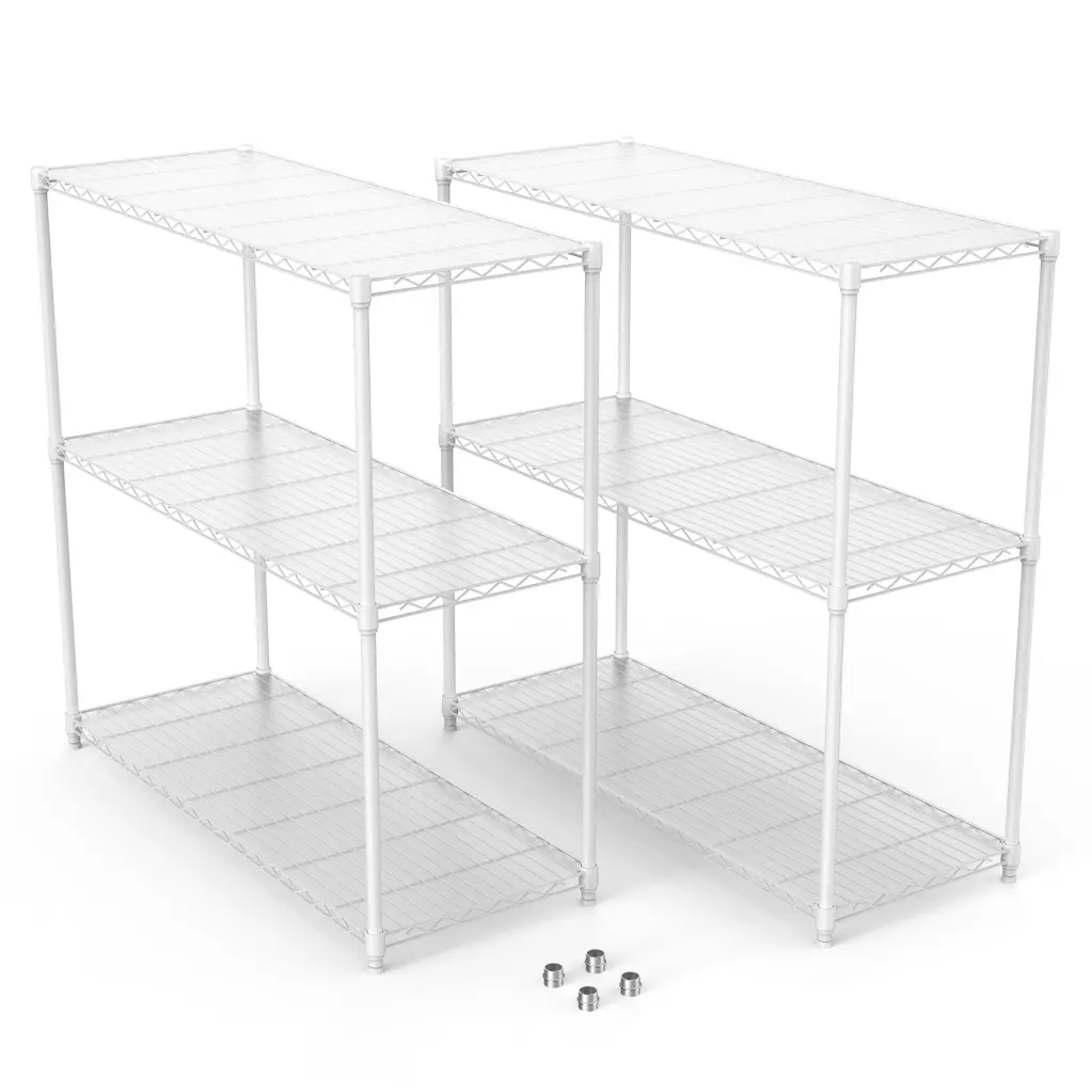 2 Pack 3 Tier Shelf Wire Shelving Unit White Iron Storage Shelves like it