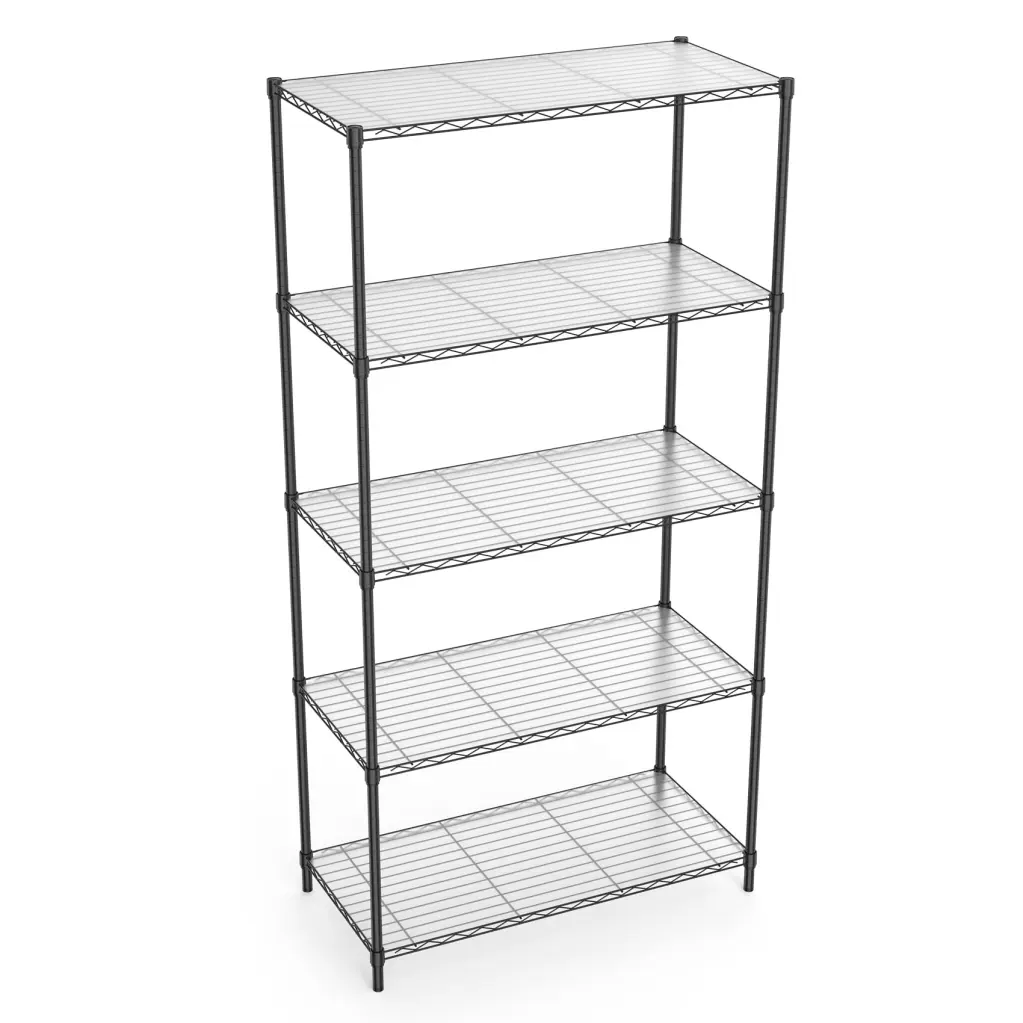 5 Tier Shelf Wire Shelving Unit 72H Black Iron Plastic like it