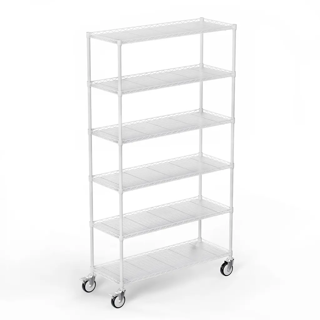 6 Tier Shelf Wire Shelving Unit Fence Shelf White Iron Storage Rack like it