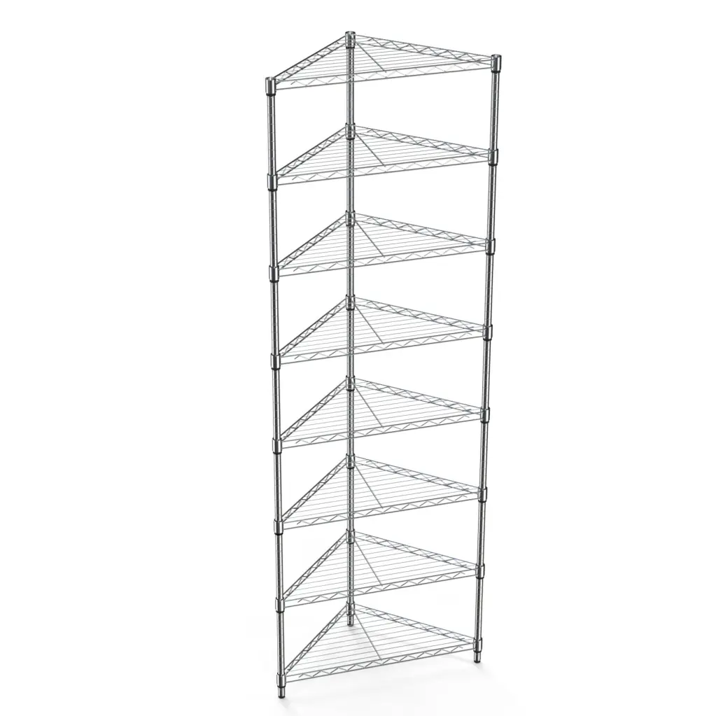 8 Tier Triangle Corner Wire Shelving Unit NSF Height Adjustable Metal like it