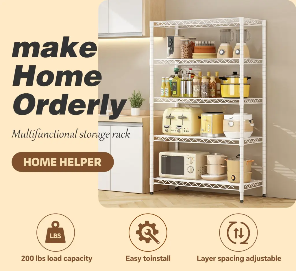 Wire Shelving Metal Storage Rack Adjustable Shelves Standing Storage Heavy Duty Organization rnb