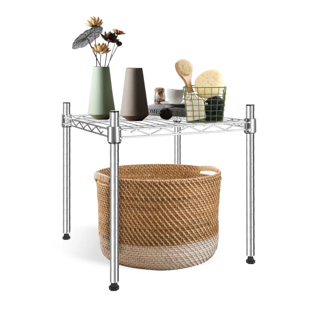 Heavy Duty Shelving Unit, Wire Metal Stackable Storage, 1 Tier Shelf Garage w1134dhs