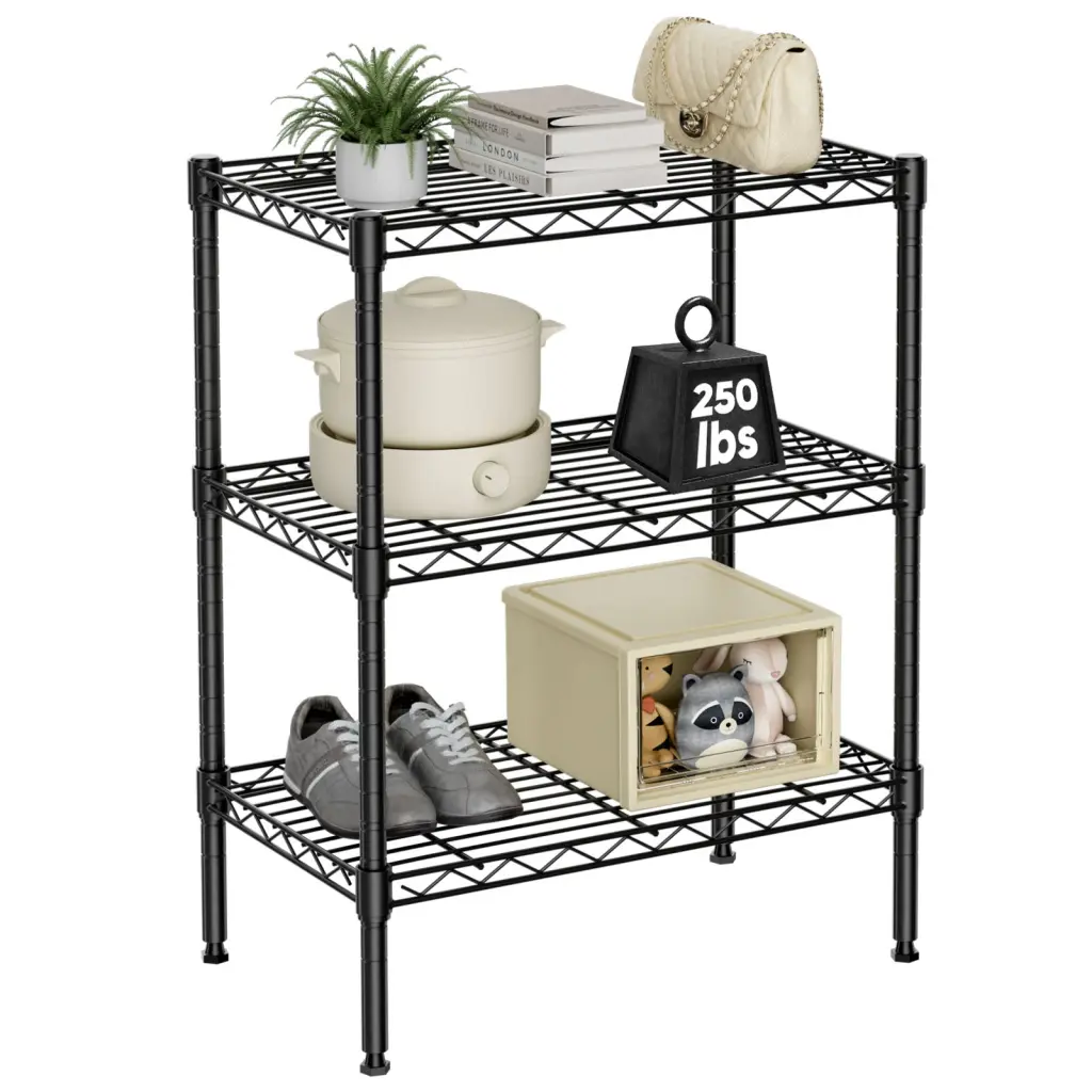 Storage Shelving Unit Adjustable Metal Wire Racks Heavy Duty Standing Shelf w2201