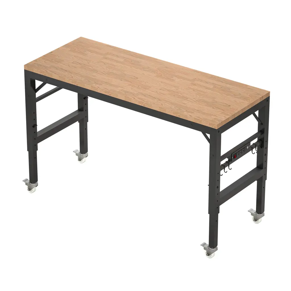 60 Inch Adjustable Workbench Garage Rubber Wood Heavy Duty Workstation hortus oasis