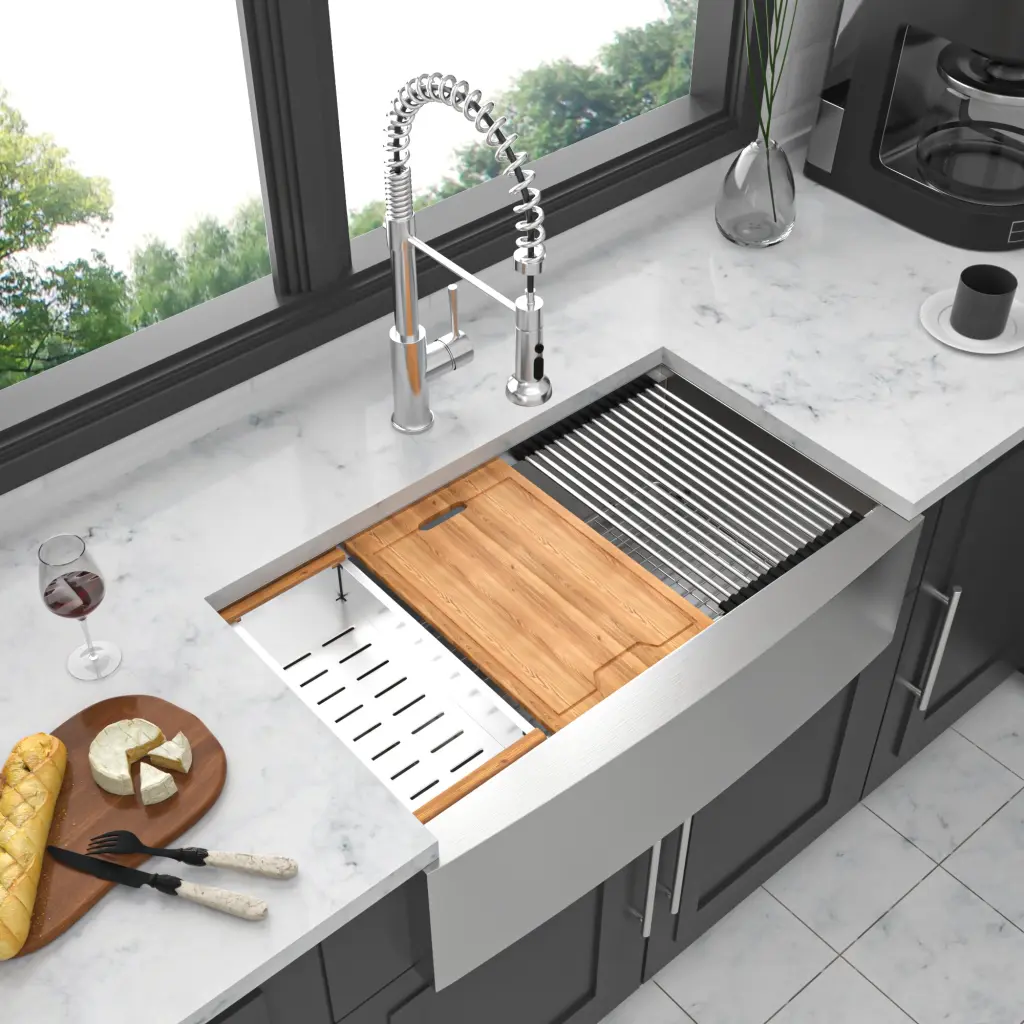 30 Inch Farmhouse Kitchen Sink Workstation Stainless Steel 16 Gauge lordear