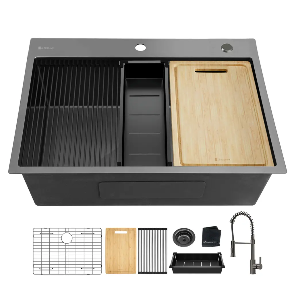 32X22 Inch Gunmetal Black Workstation 18Gauge 304 Stainless Steel Kitchen Table alwen