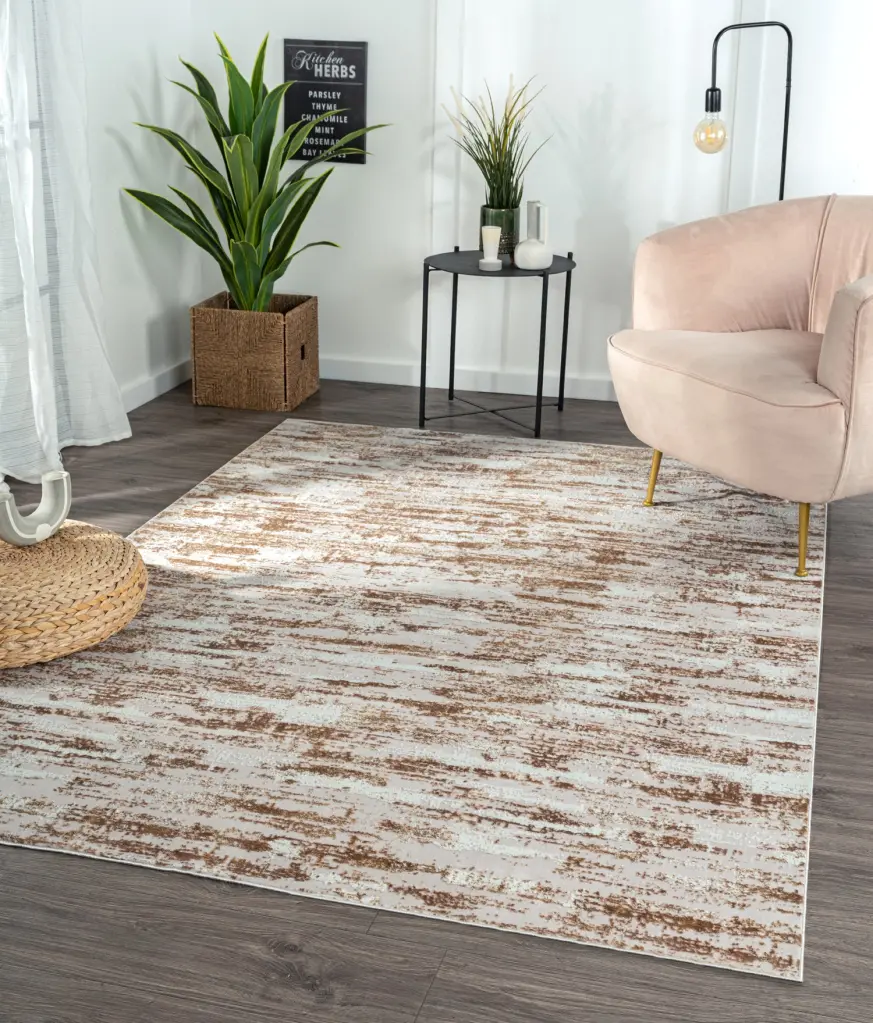 Milano Gatherion Shimmer Skin Woven Area Rug Beige Polyester Living Room furnings